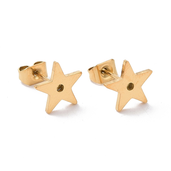 

PandaHall Ion Plating(IP) 304 Stainless Steel Pentagon Stud Earrings for Women, Golden, 8.5x9x1mm, Pin: 0.6mm 304 Stainless Steel Pentagon