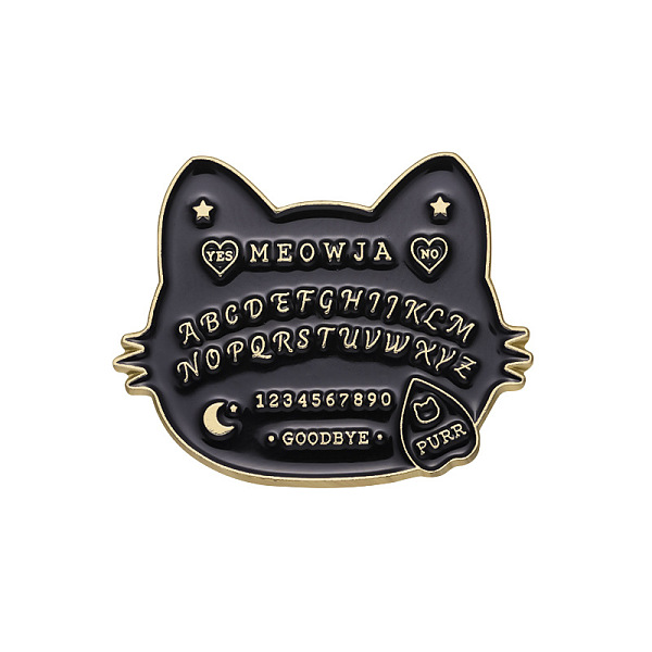 

PandaHall Divination Board Theme Enamel Pin, Platinum Tone Alloy Badge for Backpack Clothes, Cat Shape, 23x29mm Alloy+Enamel Cat Shape