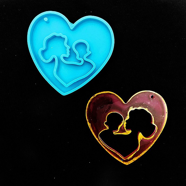 

PandaHall Mother's Day Mother with Baby Silicone Pendant Molds, Keychain Pendnat Molds for UV Resin, Epoxy Resin Jewelry Making, Heart...