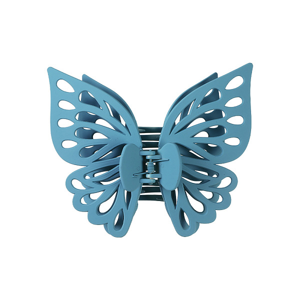 

PandaHall Large Frosted Butterfly Hair Claw Clip, Plastic Hollow Butterfly Ponytail Hair Clip for Women, Sky Blue, 120x130mm Plastic
