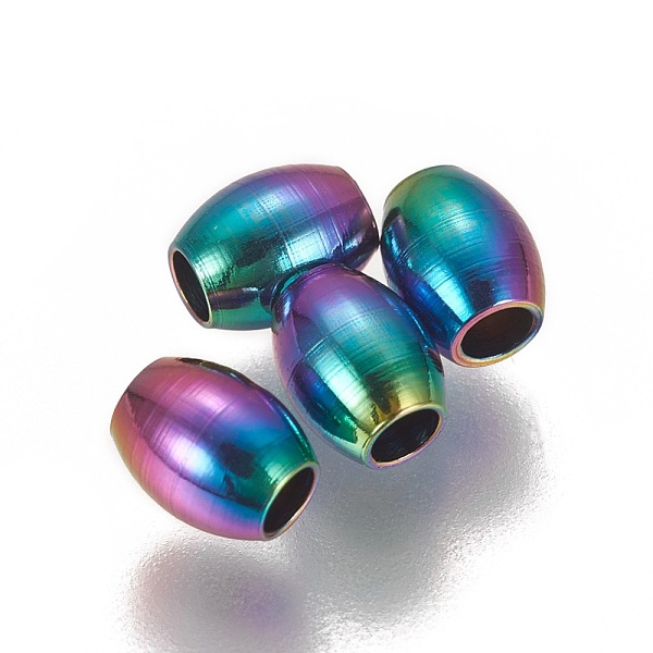 

PandaHall Ion Plating(IP) 304 Stainless Steel Bead, Oval, Rainbow Color, 5x4mm, Hole: 1.8mm 304 Stainless Steel Oval