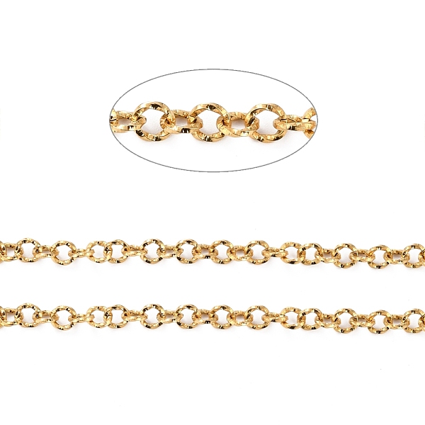 

PandaHall Vacuum Plating 304 Stainless Steel Rolo Chains, Belcher Chain, Textured, with Spool, Unwelded, Golden, 5.5x1.5mm, about 32.81 Feet...