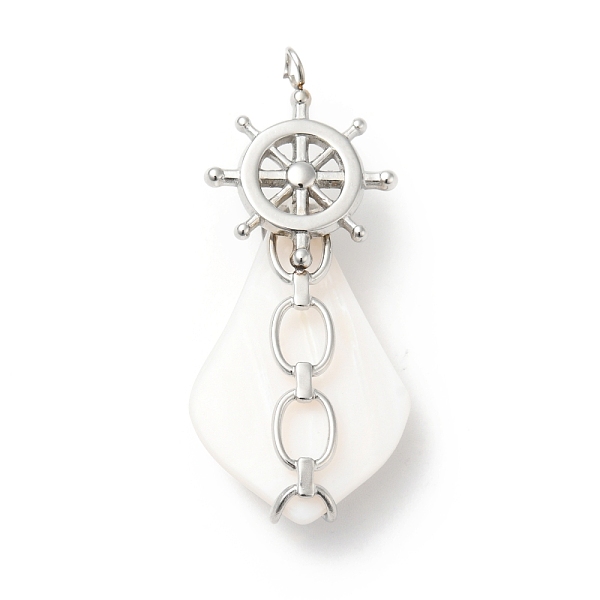 

PandaHall Natural White Shell Pendants, Teardrop Charm, with Stainless Steel Color Plated 304 Stainless Steel Helm Findings, Stainless Steel...