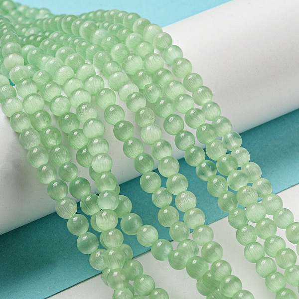 

PandaHall Cat Eye Beads Strands, Round, Aquamarine, 4mm, Hole: 0.7mm, about 100~105pcs/strand, 14.37~14.69 inch(36.5~37.3cm) Glass Round..., Green