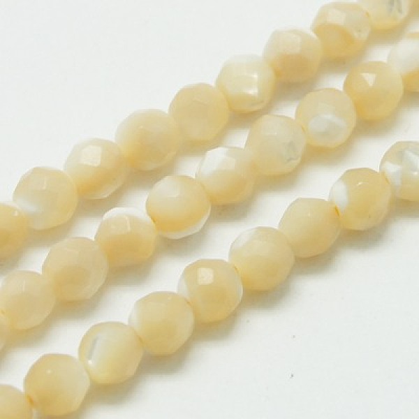 

PandaHall Natural Shell Beads Strands, Faceted, Round, Pale Goldenrod, 3mm, Hole: 0.8mm Freshwater Shell Round Yellow