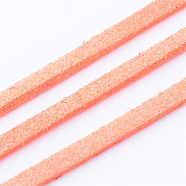 

PandaHall Faux Suede Cord, Faux Suede Lace, Coral, 3x1.5mm, about 5.46 yards(5m)/roll, 25rolls/bag Faux Suede Red