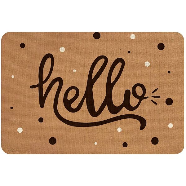 

PandaHall Linen and Rubber Ground Mat, Rectangle with Word Hello, Peru, Word, 40x60cm Linen Word Brown