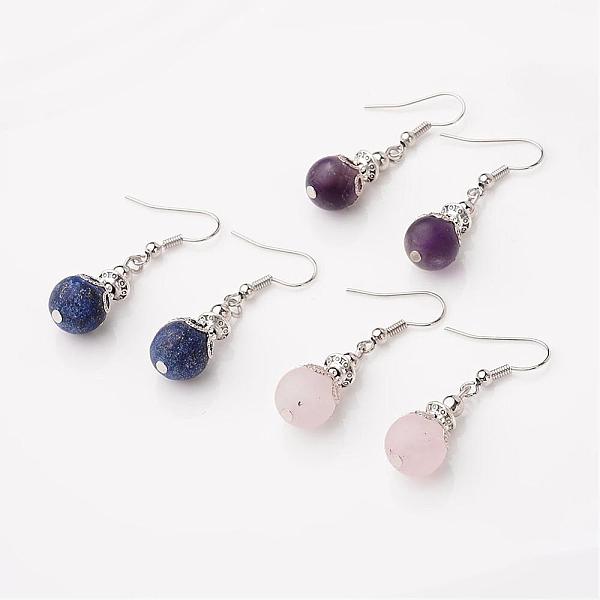 

PandaHall Tibetan Style Alloy Dangle Earrings, with Natural Gemstone and Brass Earring Hooks, 40mm, Pin: 0.7mm Mixed Stone Multicolor