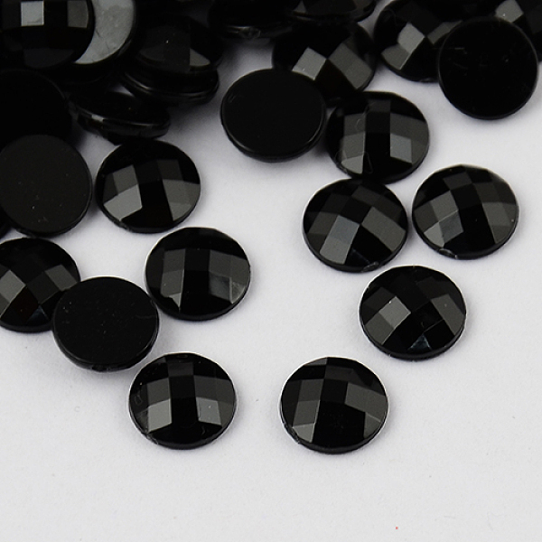 PandaHall Taiwan Acrylic Rhinestone Cabochons, Flat Back and Faceted, Half Round/Dome, Black, 20x6mm Acrylic Rhinestone Half Round Black
