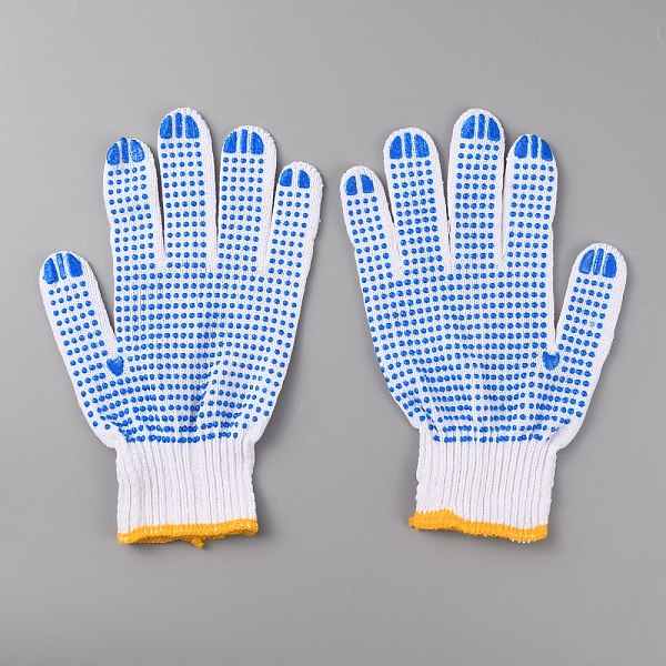 

PandaHall Non-Slip Cotton Gloves, Wear-resisting Safety Work Gloves, Blue & White, 225~235x135x3mm Cotton Daily Supplies Blue