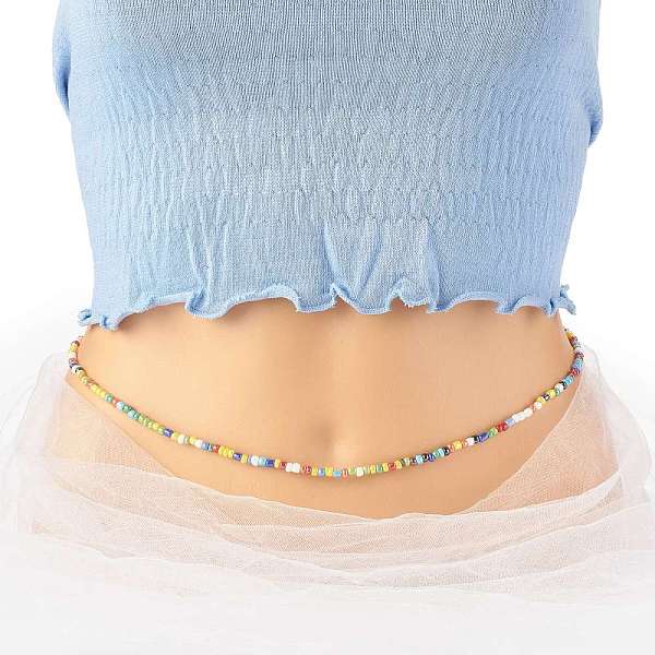 

PandaHall Jewelry Waist Beads, Body Chain, Glass Seed Beaded Belly Chain, Bikini Jewelry for Woman Girl, Orange, 31-3/8 inch(79.6cm) Glass...