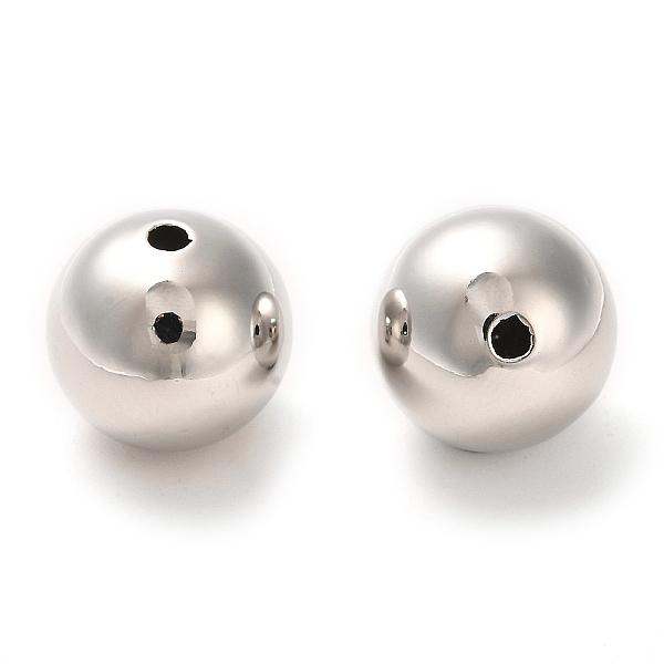 

PandaHall Brass Beads, Round, Platinum, 16x15.5mm, Hole: 2.2mm Brass Round