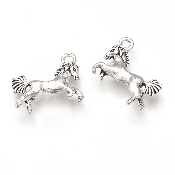 

PandaHall Tibetan Style Alloy Pendants, Cadmium Free & Lead Free, Horse, Antique Silver, 16x19x4mm, Hole: 2mm Alloy Horse