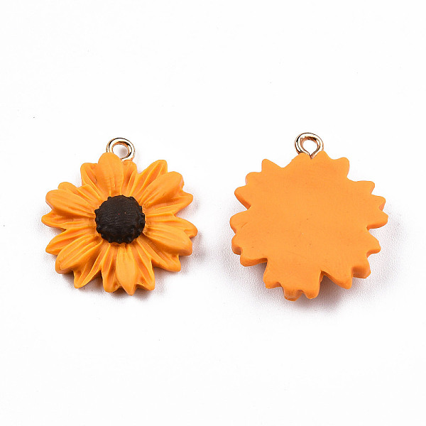 

PandaHall Handmade Polymer Clay Pendants, with Light Gold Plated Iron Loop, Sunflower, Orange, 22.5~24x20~20.5x5~5.5mm, Hole: 2mm Polymer...