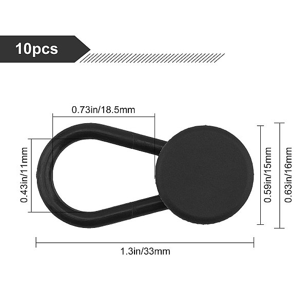 

PandaHall GORGECRAFT 10Pcs Elastic Waist Extenders Adjustable Plastic Extended Button for Denim Trousers Jeans Pregnant Trousers, Black...