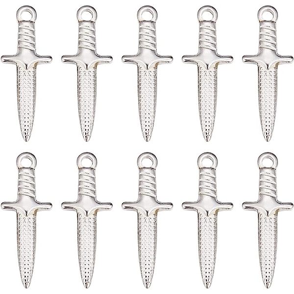 PandaHall SUNNYCLUE 1 Box 20Pcs Knife Charms Bulk Dagger Charm Stainless Steel Daggers Charms Metal Swords Weapons Charms for Jewelry Making...