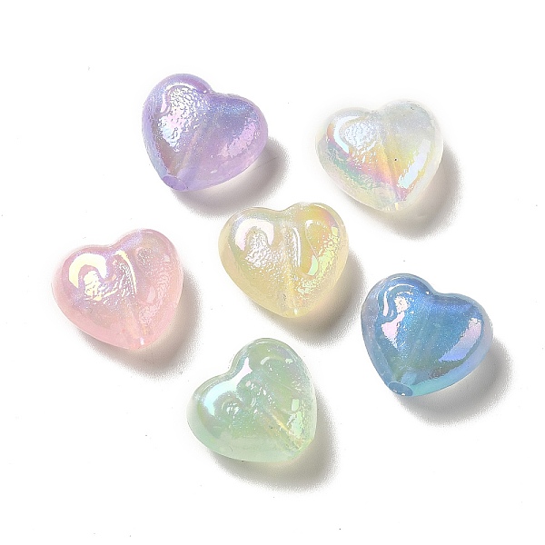 

PandaHall Luminous Acrylic Beads, AB Color Plated, Glitter, Heart, Mixed Color, 16.3x18.2x9.9mm, Hole: 3.3mm Acrylic Heart Multicolor