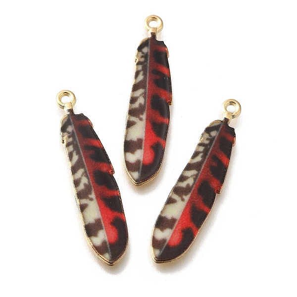 

PandaHall Alloy Enamel Pendants, Golden, Feather Charm, FireBrick, 38x8.5x1.5mm, Hole: 1.6mm Alloy+Enamel Feather Red