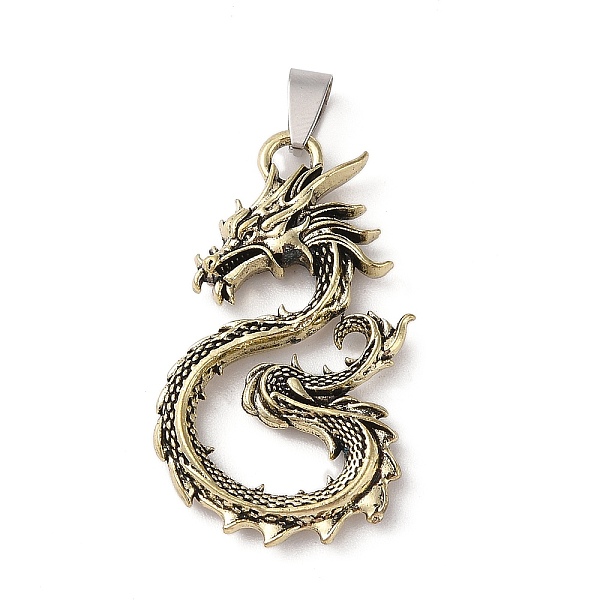 

PandaHall Tibetan Style Alloy Pendants, Cadmium Free & Lead Free, Dragon, Antique Golden, 46.5x27x7.5mm, Hole: 4.5x8mm Alloy Dragon