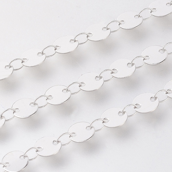 

PandaHall 304 Stainless Steel Links Chains, Flat Round, Soldered, with Spool, Stainless Steel Color, 6mm, link: 6x0.3mm, about 32.8 Feet...