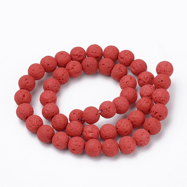 

PandaHall Synthetic Lava Rock Beads Strands, Dyed, Round, FireBrick, 10mm, Hole: 1mm, about 39pcs/strand, 14.96 inch(38cm) Lava Rock Round..., Red