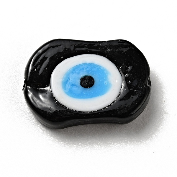 

PandaHall Handmade Evil Eye Lampwork Beads, Oval, Black, 18x25x5mm, Hole: 1.6mm Lampwork Oval Black