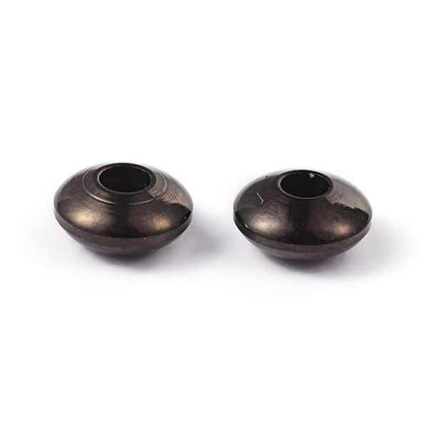 

PandaHall Rondelle 304 Stainless Steel Spacer Beads, Electrophoresis Black, 6x3mm, Hole: 2mm 304 Stainless Steel Rondelle
