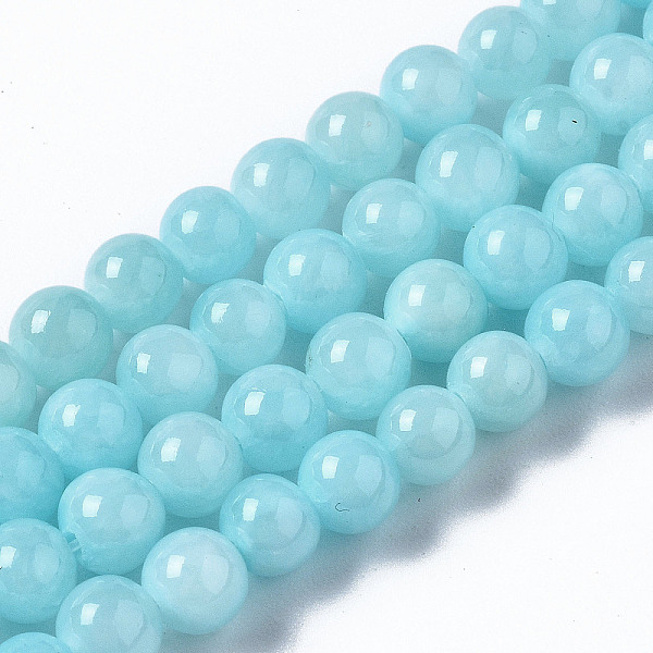 

PandaHall Natural Dyed Yellow Jade Gemstone Bead Strands, Round, Light Sky Blue, 4mm, Hole: 0.5mm, about 95pcs/strand, 15.7 inch Yellow Jade..., Cyan