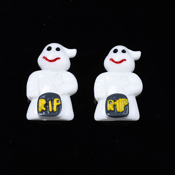 

PandaHall Opaque Resin Cabochons, Halloween Style, Ghost with Word RIP, Gold, 29x18x9mm Resin Ghost Gold
