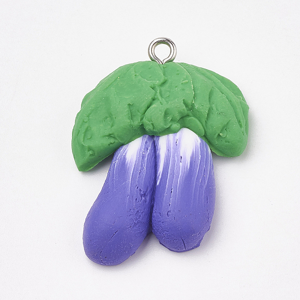 

PandaHall Handmade Polymer Clay Pendants, with Iron Findings, Eggplant, Platinum, Blue Violet, 30x24x8mm, Hole: 2mm Polymer Clay Vegetables..., Purple