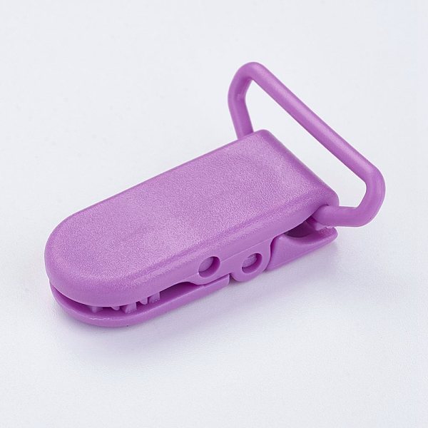 

PandaHall Eco-Friendly Plastic Baby Pacifier Holder Clip, Dark Orchid, 43x31x9mm Plastic Purple