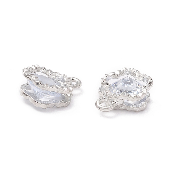 

PandaHall Alloy Clear Cubic Zirconia Charms, Long-Lasting Plated, Flower, Platinum, 12x10x5mm, Hole: 1.6mm Alloy+Cubic Zirconia Flower Clear