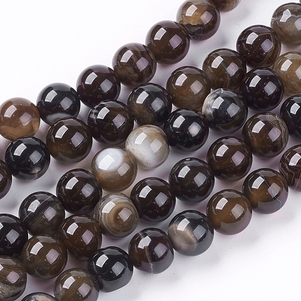 

PandaHall Natural Agate Beads Strand, Round, Dyed, Coffee, 8mm, Hole: 1mm, about 48pcs/strand, 14.96 inch Natural Agate Round Brown