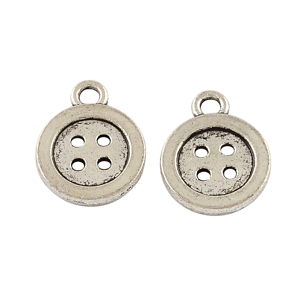 

PandaHall 4-Hole Button Tibetan Style Zinc Alloy Charms, Lead Free & Cadmium Free, Antique Silver, 16x12.6x2mm, Hole: 2.5mm Alloy Flat Round