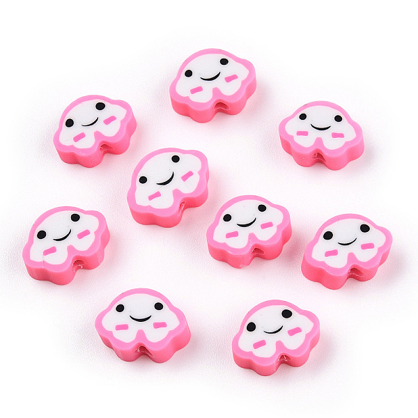 

PandaHall Handmade Polymer Clay Beads, Cloud with Smiling Face, Pearl Pink, 6~8.5x10~11.5x4.5~5.5mm, Hole: 1.8mm Polymer Clay Cloud
