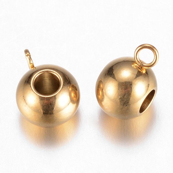 

PandaHall 304 Stainless Steel Tube Bails, Loop Bails, Rondelle Bail Beads, Golden, 11x6.5x8mm, Hole: 3mm 304 Stainless Steel Rondelle