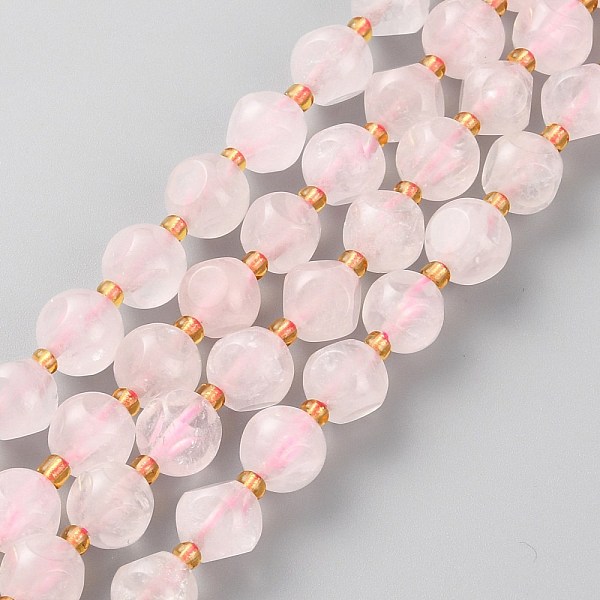 

PandaHall Natural Madagascar Rose Quartz Beads Strands, with Seed Beads, Six Sided Celestial Dice, Faceted, 8~8.5x8~8.5mm, Hole: 1mm, about...