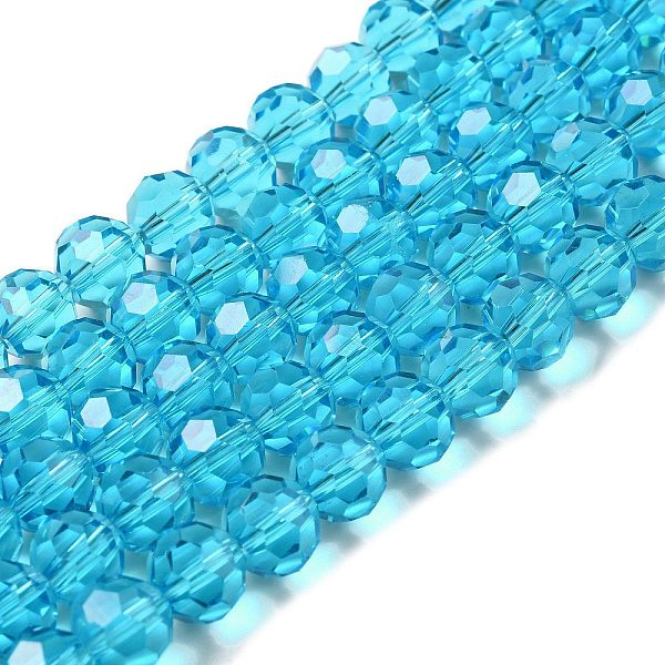 

PandaHall Transparent Glass Beads, Faceted(32 Facets), Round, Cyan, 10mm, Hole: 1.8mm, about 66~68pcs/strand, 24.02~24.13 inch(61~61.3cm)...