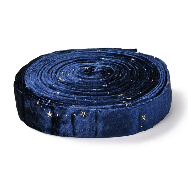 PandaHall Double Face Polyester Velvet Ribbon, for Gift Packing and Festival Decoration, Star Pattern, Midnight Blue, 1 inch(25mm) Velvet...