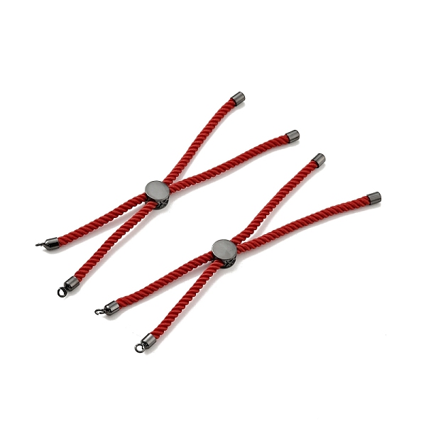 

PandaHall Half Finished Twisted Milan Rope Slider Bracelets, with Rack Plating Brass Cord Ends & Open Loop, Cadmium Free & Lead Free, for..., Red