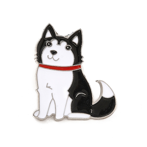 

PandaHall Dog Enamel Pin with Brass Butterfly Clutches, Alloy Badge for Backpack Clothing, Siberian Husky Pattern, 28x26x10mm, Pin: 1.1mm..., Black