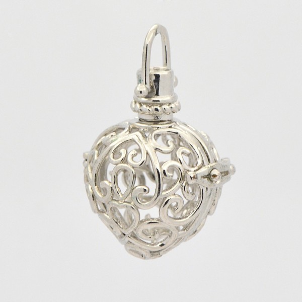 

PandaHall Filigree Heart Brass Cage Pendants, For Chime Ball Pendant Necklaces Making, Platinum, 35mm, 29x25x20mm, Hole: 6x6mm, 18mm inner...