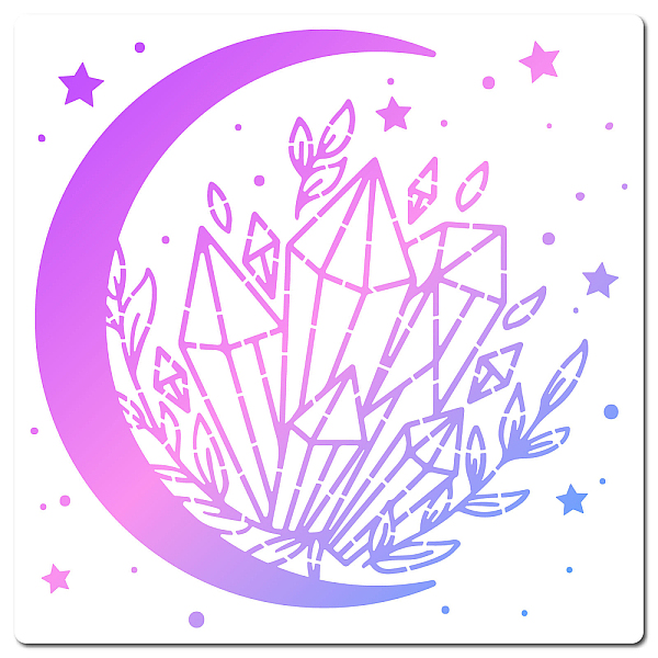

PandaHall GORGECRAFT 11.8 Inch Diamond Pattern Template Moon Star Stencil Painting Reusable Leaves Plastic Square Stencils Sign DIY Art and...