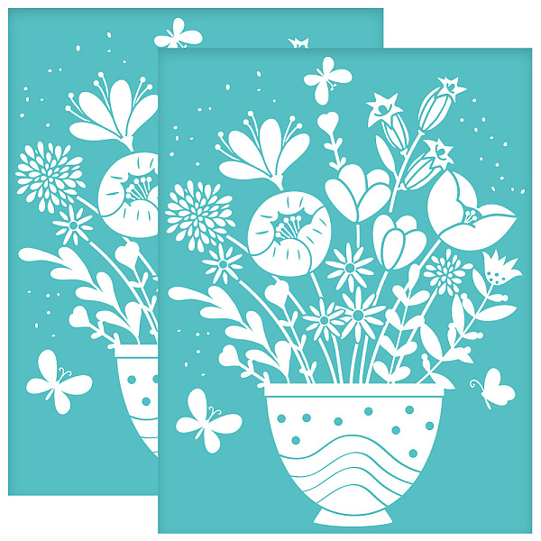 

PandaHall OLYCRAFT 2Pcs 8.6x11 Inch Wildflowers Self-Adhesive Silk Screen Printing Stencil Flower Pots Butterfly Silk Screen Stencil Plant...