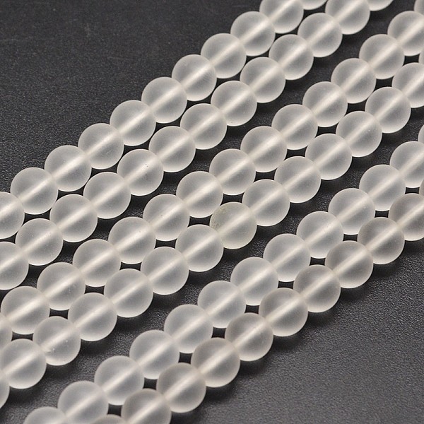 

PandaHall Frosted Synthetic Quartz Round Bead Strands, Clear, 6mm, Hole: 1mm, about 67pcs/strand, 15.7 inch Other Quartz Round Clear