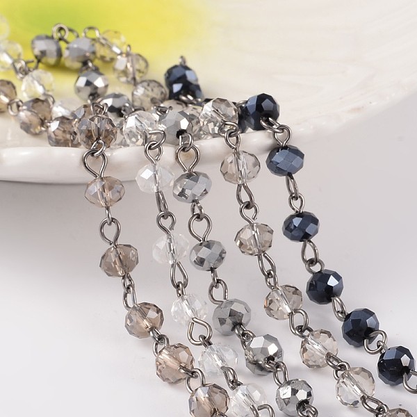 

PandaHall Handmade Glass Beaded Chains for Necklaces Bracelets Making, with Gunmetal Tone Brass Eye Pin, Unwelded, Colorful, 39.3 inch...