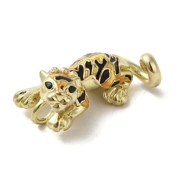 

PandaHall Brass Enamel Pendants, Real 18K Gold Plated, Leopard Charm, Black, 18x39x21.5mm, Hole: 6mm Brass+Enamel Leopard Black