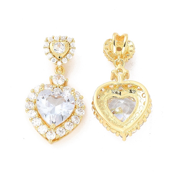 

PandaHall Brass Cubic Zirconia Pendants, Dangle Heart Charm, Golden, Clear, 30mm, Pendant: 23x16x8mm, Hole: 4x3.5mm Brass+Cubic Zirconia...