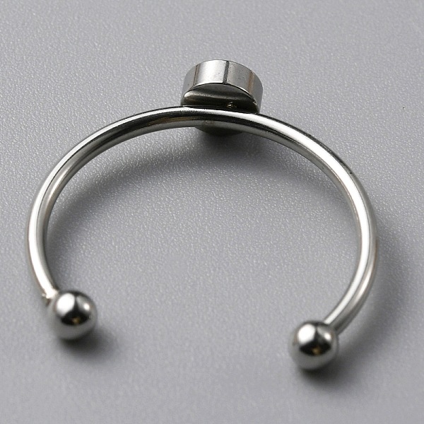 

PandaHall 304 Stainless Steel Cuff Ring Components, with 201 Stainless Steel Tray and Beads, Stainless Steel Color, US Size 7 1/4(17.5mm)...