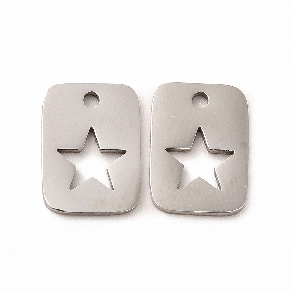 

PandaHall 201 Stainless Steel Charms, Rectangle with Hollow Out Star, Stainless Steel Color, 12.5x9x1mm, Hole: 0.5mm 201 Stainless Steel...